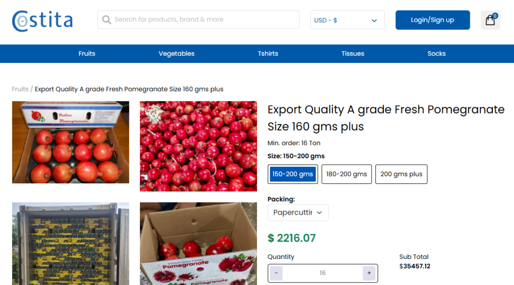 pomegranate in bulk for import and export